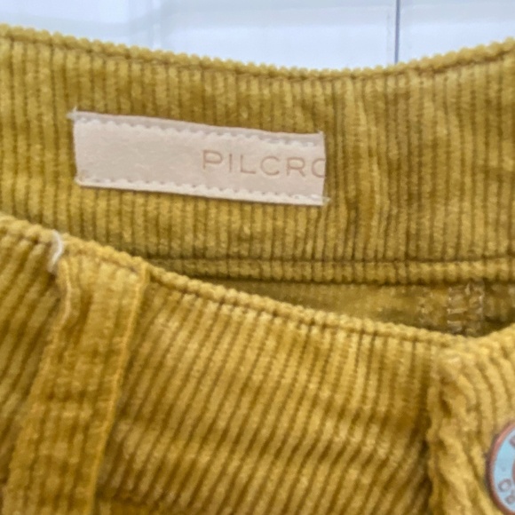 Pilcro Anthropologie Mustard Yellow Corduroy Straight Crop Pants- Sz-28 - Picture 3 of 15